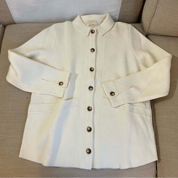 BEST Sezane Will Knit Jacket - Ecru Ivory French Cotton French Causal - Picture 6 of 12
